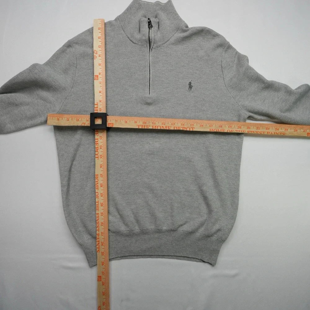 Polo Ralph Lauren Sweater Men's Large Gray long sleeve 1/4 zip preppy Pima Cottn